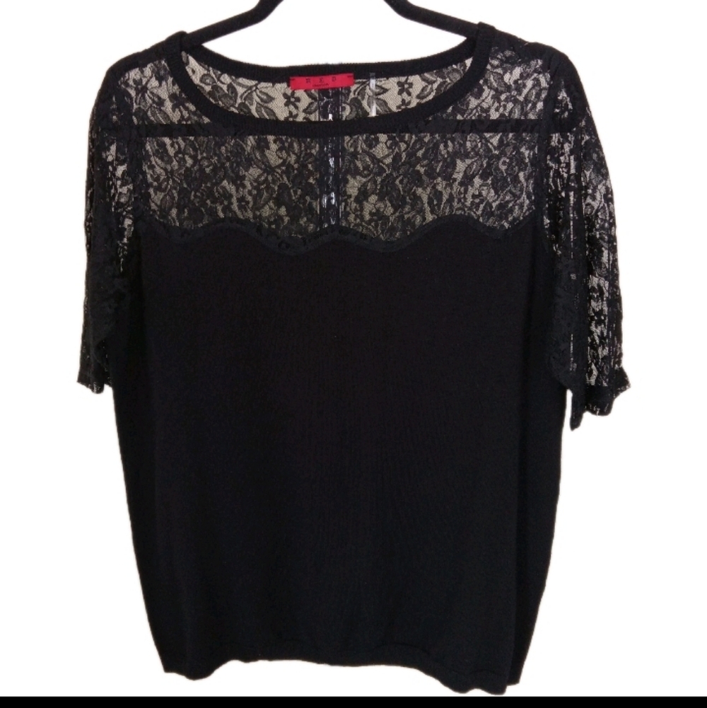 Red Black Short Sleeve Lightweight Sweater XL/1X - Picture 7 of 8
